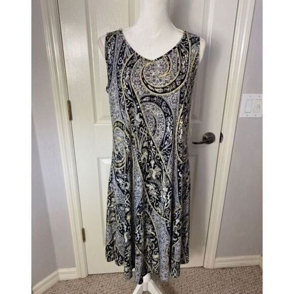 WORLD UNITY Print Crochet Shift DRESS  M - Picture 8 of 8